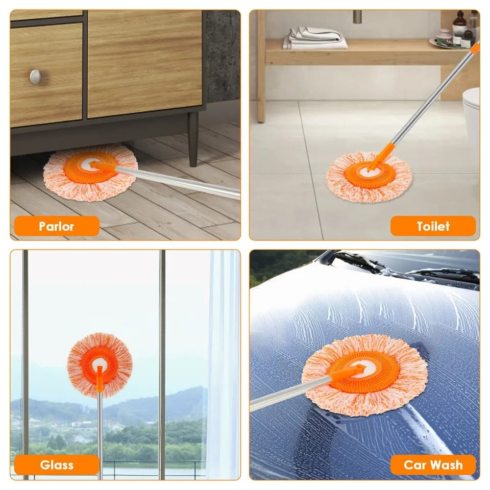 360° Rotating Multi-Functional Spin Mop with Extendable Stainless Steel Handle | All-in-One Microfiber Cleaning Tool for Floors, Windows, Toilets, and Car Washing