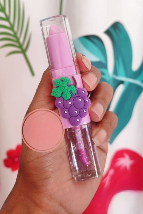 2 In 1 Flavored Fruit Lip Balm Plus Lip Oil Providing Nourishing Care Smooth Application  Everyday Lip Care Support - Multicolor