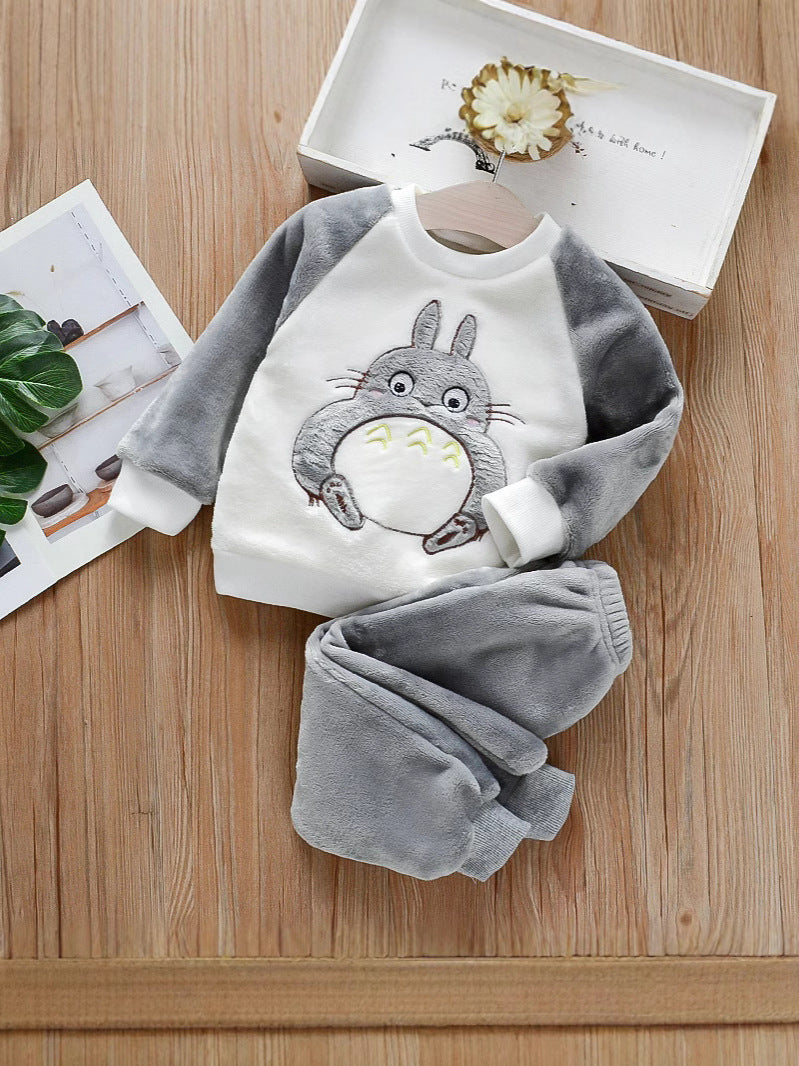 Baby Home Clothes suit New Baby Children's Clothing Winter Boys and Girls Autumn and Winter Flannel Pajamas Two-piece Set