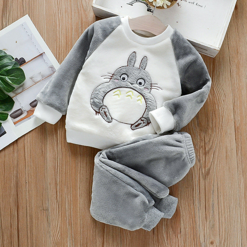 Baby Home Clothes suit New Baby Children's Clothing Winter Boys and Girls Autumn and Winter Flannel Pajamas Two-piece Set