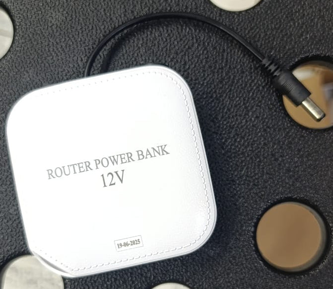 12V Router Power Bank - Portable Mini UPS for WiFi Routers, Modems & CCTV | Uninterrupted Backup Power Supply with DC Connector - White