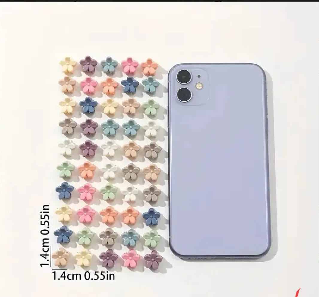 100 PCS Mini Flower Hair Claw Clips For Kids Assorted Colors Cute Plastic Hair Accessories Gentle Grip Non Slip Comfortable