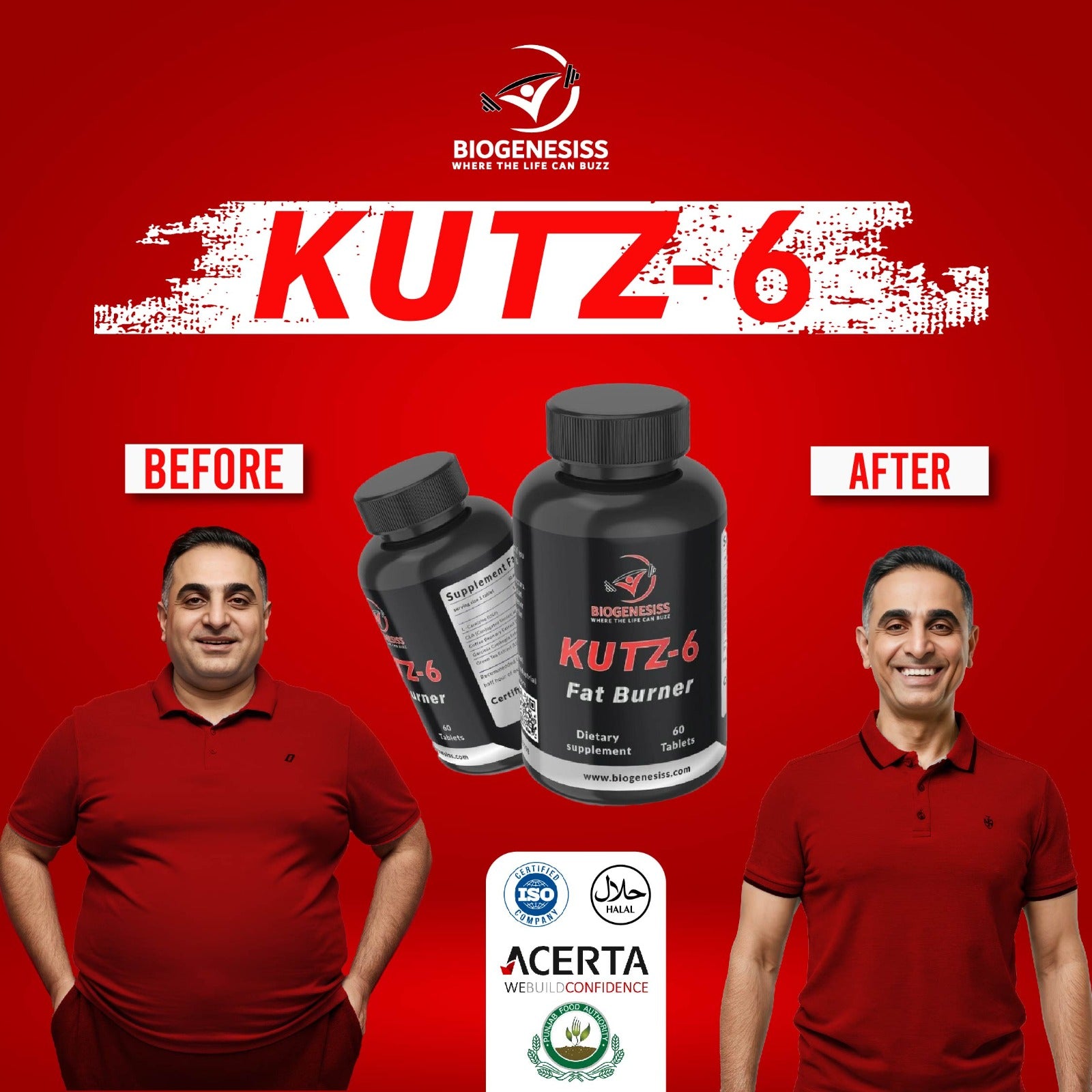 BIOGENESISS KUTZ-6 Extreme Thermogenic Fat Burner – Advanced Metabolic Support & Energy Booster for Weight Management (60 Dietary Tablets)