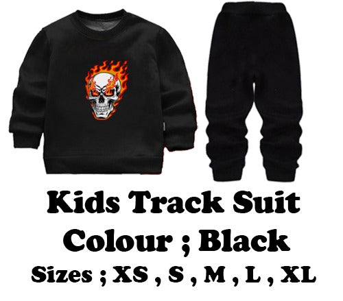 Black Printed Kids Tracksuit | Winter Fleece Sweatshirt & Trouser Set – Warm, Soft & Stylish Winter Garments for Boys & Girls FOR BABY AND KIDs